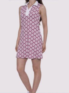 Sigrid OlsenWomens Polo Collar Golf Tennis Dress Fleur Rose Medium